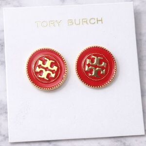 Tory Burch Milgrain Logo Stud Earrings